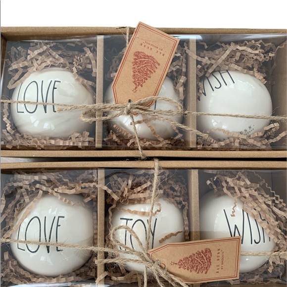 🎄🎄🎄Rae Dunn LOVE JOY WISH black/white ornaments NEW - Picture 3 of 5